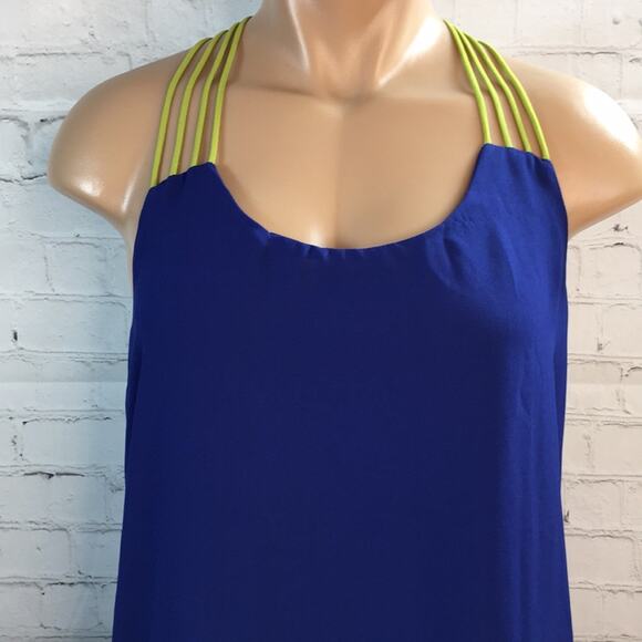 Umgee USA Top Womens Medium Strappy Racerback‎ Blue & Green Flowy Beach Vacation - Picture 3 of 11